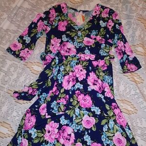 Pinkblush Navy Floral Sash Maternity Nursing Dress